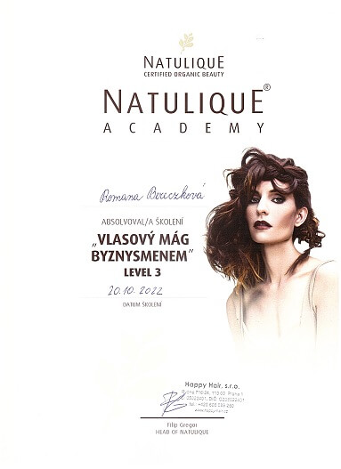 Natulique Academy certifikát - Vlasový mág byznysmenem level - 3 20.10.2022